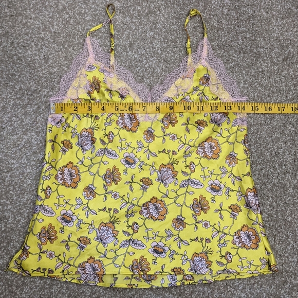 (2/$25) Victoria's Secret satin lace camisole top yellow florals - Picture 9 of 10